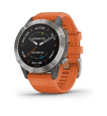 Смарт-часы Garmin Fenix 6 Sapphire Titanium с оранжевым ремешком