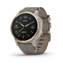 Смарт-часы Garmin Fenix 6S Sapphire золотистые с серым кожаным ремешком
