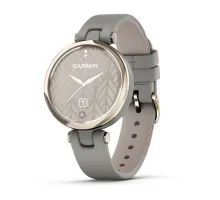 Смарт-часы Garmin Lily Classic с кремово-золотистым безелем, серым корпусом и итальянским кожаным ремешком