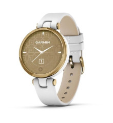 Смарт-часы Garmin Lily Classic Light Gold с белым корпусом и ремешком из итальянской кожи