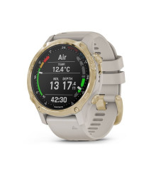 Garmin Descent Mk2S Light Gold Smartwatch with Light Sand Silicone Strap