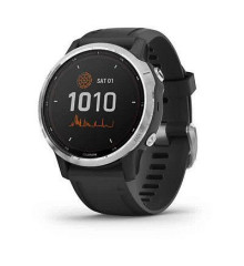 Смарт-часы Garmin Fenix 6S Solar серебристые с черным ремешком