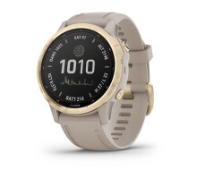 Смарт-годинник Garmin Fenix ​​6S Pro Solar золотистий зі світло-бежевим силіконовим ремінцем