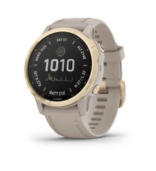 Смарт-часы Garmin Fenix 6S Pro Solar золотистые со светло-бежевым силиконовым ремешком