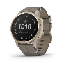 Смарт-часы Garmin Fenix 6S Pro Solar золотистые с бежевым замшевым ремешком