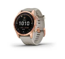 Смарт-годинник Garmin Fenix ​​7S Solar рожеве золото зі світло-бежевим ремінцем