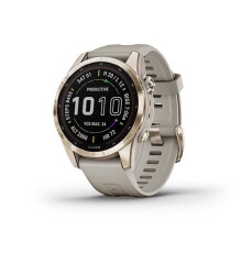Смарт-годинник Garmin Fenix ​​7S Sapphire Solar золотисті титанові зі світло-бежевим ремінцем