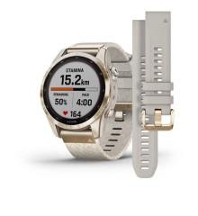 Смарт-годинник Garmin Fenix ​​7s Sapphire Solar титанові кремові золотисті з нейлоновим ремінцем