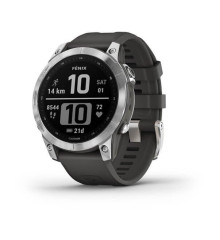 Смарт-годинник Garmin Fenix ​​7 сріблястий з ремінцем сірий графіт