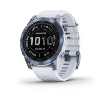 Garmin Fenix ​​7 Sapphire Solar Smartwatch in Blue DLC Titanium with White Strap