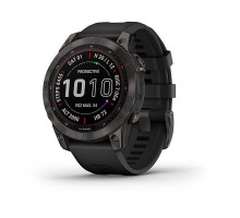 Garmin Fenix ​​7 Sapphire Solar Smartwatch in Titanium Black DLC with Black Strap