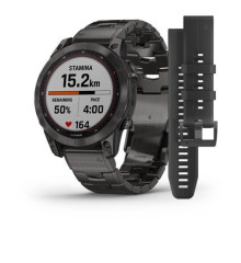 Смарт-часы Garmin Fenix 7 Sapphire Solar титановые серые DLC с серым титановым DLC браслетом