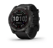 Смарт-годинник Garmin Fenix ​​7X Sapphire Solar титановий DLC сірий карбон з чорним ремінцем