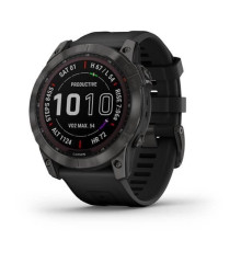Смарт-годинник Garmin Fenix ​​7X Sapphire Solar титановий DLC сірий карбон з чорним ремінцем