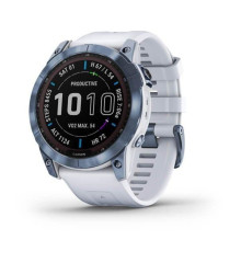 Смарт-годинник Garmin Fenix ​​7X Sapphire Solar титанові DLC кольори синій мінерал з білим ремінцем