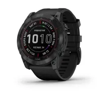 Смарт-годинник Garmin Fenix ​​7X Sapphire Solar чорний титановий DLC з чорним ремінцем
