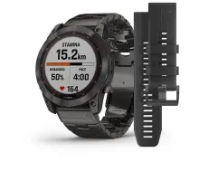 Garmin Fenix ​​7X Sapphire Solar Smartwatch in Gray Titanium Carbon DLC with a Titanium Strap