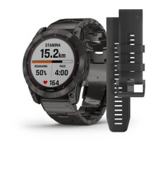 Смарт-годинник Garmin Fenix ​​7X Sapphire Solar сірі титанові карбон DLC з титановим ремінцем