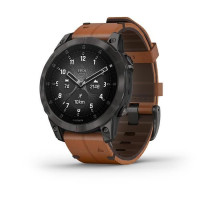 Смарт-часы Garmin Epix (Gen 2) Sapphire черные титановые с каштановым кожаным ремешком