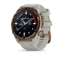 Смарт-годинник Garmin Descent Mk3i - 43 мм, бронзовий титан PVD, силіконовий ремінець французького сірого кольору