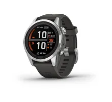 Смарт-часы Garmin Fenix 7S Pro - Solar Edition - серебристые с графитовым ремешком