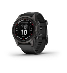 Смарт-часы Garmin Fenix 7S Pro - Sapphire Solar Edition - темно-серый титан DLC Carbon с черным ремешком