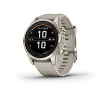 Смарт-часы Garmin Fenix 7S Pro - Sapphire Solar Edition - нежно-золотистые со светло-песочным ремешком