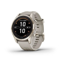 Смарт-часы Garmin Fenix 7S Pro - Sapphire Solar Edition - нежно-золотистые со светло-песочным ремешком
