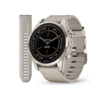 Смарт-годинник Garmin Fenix ​​7S Pro - Sapphire Solar Edition - ніжно-золотисті зі шкіряним ремінцем пісочного кольору