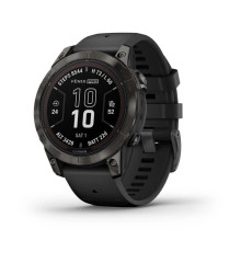 Смарт-часы Garmin Fenix 7 Pro - Sapphire Solar Edition - темно-серый титан DLC Carbon с черным ремешком