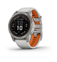 Смарт-часы Garmin Fenix 7 Pro - Sapphire Solar Edition - титановый корпус с дымчато-серым/оранжевым ремешком