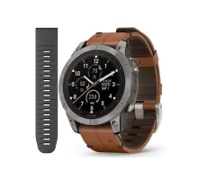 Garmin Fenix ​​7 Pro Smartwatch - Sapphire Solar Edition - Titanium Case with Chestnut Leather Strap