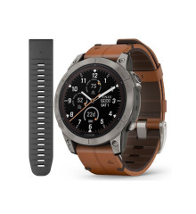 Смарт-годинник Garmin Fenix ​​7 Pro - Sapphire Solar Edition - титановий корпус із каштановим шкіряним ремінцем