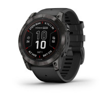 Смарт-часы Garmin Fenix 7X Pro - Sapphire Solar Edition - темно-серый титан DLC Carbon с черным ремешком
