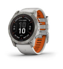 Смарт-годинник Garmin Fenix ​​7X Pro - Sapphire Solar Edition - титановий корпус з димчасто-сірим/оранжевим ремінцем