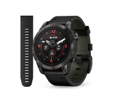 Смарт-годинник Garmin Epix Pro (Gen 2) - Sapphire Edition 47 mm - темно-сірий титан DLC Carbon зі шкіряним ремінцем