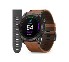 Garmin Epix Pro (Gen 2) - Sapphire Edition 51mm - Titanium DLC Carbon with Chestnut Leather Strap