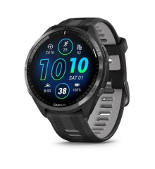 Смарт-часы Garmin Forerunner 965 с карбоново-серым титановым безелем, черным корпусом и черно-серым силиконовым ремешком