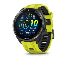 Смарт-годинник Garmin Forerunner 965 з карбоново-сірим титановим безелем, чорним корпусом та жовтим силіконовим ремінцем