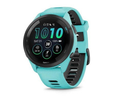 Смарт-годинник Garmin Forerunner 265 з чорним безелем, корпусом кольору аква та аква-чорним силіконовим ремінцем