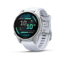 Смарт-годинник Garmin Fenix ​​8 – 43 мм, AMOLED, сріблясті із силіконовим ремінцем кольору білий камінь