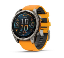 Смарт-годинник Garmin Fenix ​​8 – 47 мм, AMOLED Sapphire, титан із силіконовим ремінцем кольору Spark Orange/Graphite