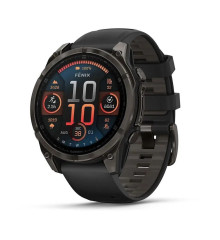 Смарт-часы Garmin Fenix 8 – 47 мм, AMOLED Sapphire, титан с DLC-покрытием Carbon Gray и силиконовым ремешком черного/серого цвета