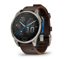 Смарт-часы Garmin D2 Mach 2 (47 мм) титановые с коричневым кожаным ремешком Oxford