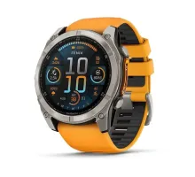 Garmin Fenix ​​8 Smartwatch – 51mm, AMOLED Sapphire, Titanium with Spark Orange/Graphite Silicone Strap