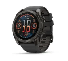Смарт-годинник Garmin Fenix ​​8 – 51 мм, AMOLED Sapphire, титан з DLC-покриттям Carbon Gray та силіконовим ремінцем чорного/сірого кольору