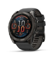 Смарт-часы Garmin Fenix 8 – 51 мм, AMOLED Sapphire, титан с DLC-покрытием Carbon Gray и силиконовым ремешком черного/серого цвета