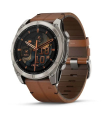 Смарт-часы Garmin Fenix 8 – 51 мм, AMOLED Sapphire, титан с DLC-покрытием Carbon Gray и каштановым кожаным ремешком