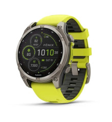 Смарт-часы Garmin Fenix 8 – 47 мм, Solar Sapphire, титан с ярко-желтым/графитовым силиконовым ремешком