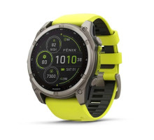 Смарт-часы Garmin Fenix 8 – 51 мм, Solar Sapphire, титан с ярко-желтым/графитовым силиконовым ремешком